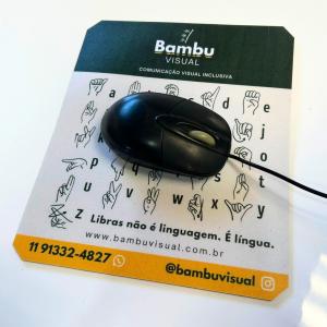 Mouse pads com o alfabeto em Libras. PVC Jateado + Borracha Antiderrapante 3mm  4x0   