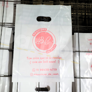 Sacolas Vazadas Polietileno Branca  1x0 - Silk-Screen Boca de Palhaço  